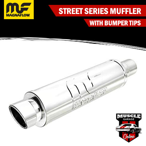 14809 - 2.25" Inlet/ 3.5" Tip 4"Round x 14"Long - Stainless Magnaflow Muffler