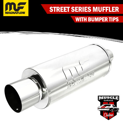 14820 - 2.25" Inlet/ 4" Tip 6"Round x 14"Long - Stainless Magnaflow Muffler