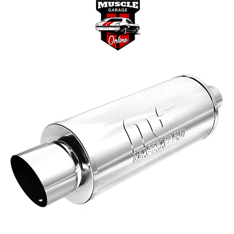 14823 - 2.25" Inlets/ 4" Outlet 6"Round x 14"Long - Stainless Magnaflow Muffler