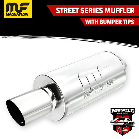 14824 - 2.25" Inlet/ 4" Tip - 7"Round x 14"Long - Stainless Magnaflow Muffler