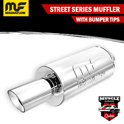 14826 - 2.25" Inlets/ 4" Outlet 7"Round x 14"Long - Stainless Magnaflow Muffler