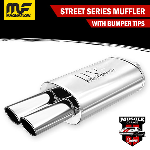 14830 - 2.25" In/ Twin Oval 3.25"x 2.5" Out 5"x8"x14" Long - SS Magnaflow Muffler