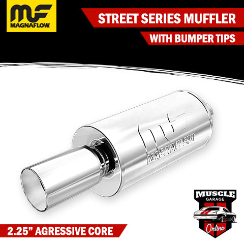 14841 - 2.25" Inlets/ 4" Outlet 7"Round x 14"Long - Stainless Magnaflow Muffler