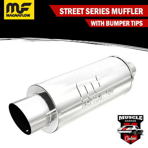 14842 - 2.25" Inlet/ 4" Tip 6"Round x 14"Long - Stainless Magnaflow Muffler