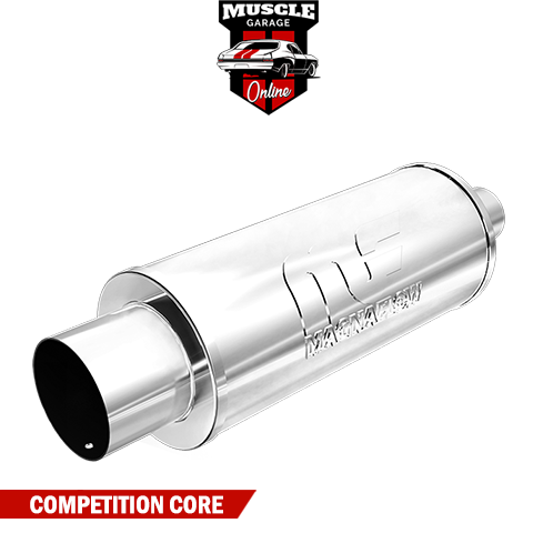 14843 - 2.25" Inlets/ 4" Outlet 6"Round x 14"Long - Stainless Magnaflow Muffler