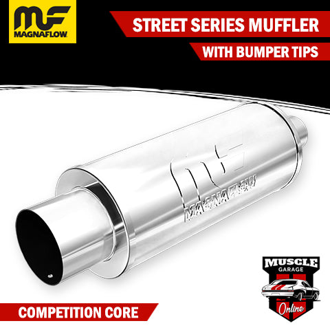 14843 - 2.25" Inlets/ 4" Outlet 6"Round x 14"Long - Stainless Magnaflow Muffler
