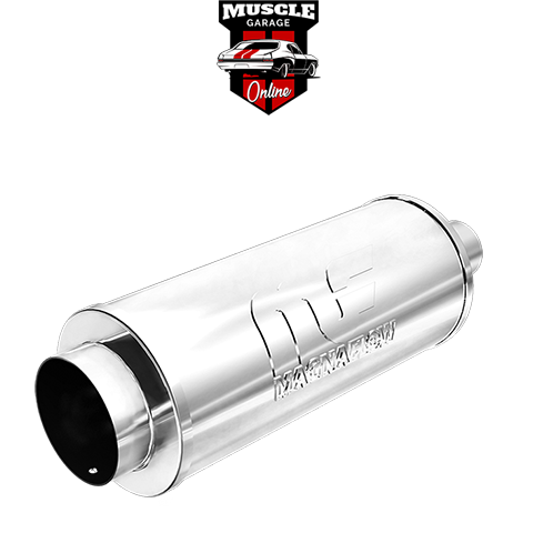 14846 - 2.25" Inlets/ 4" Outlet 6"Round x 14"Long - Stainless Magnaflow Muffler