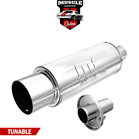 14852 - 2.25" Inlets/ 4" Outlet 5"Round x 14"Long - Stainless Magnaflow Muffler
