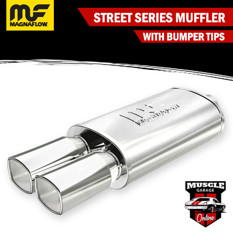 14863 - 2.25" Inlet/ Twin 3" x 3.5" Square Tips 5"x8" Oval 14" Long - SS Magnaflow Muffler
