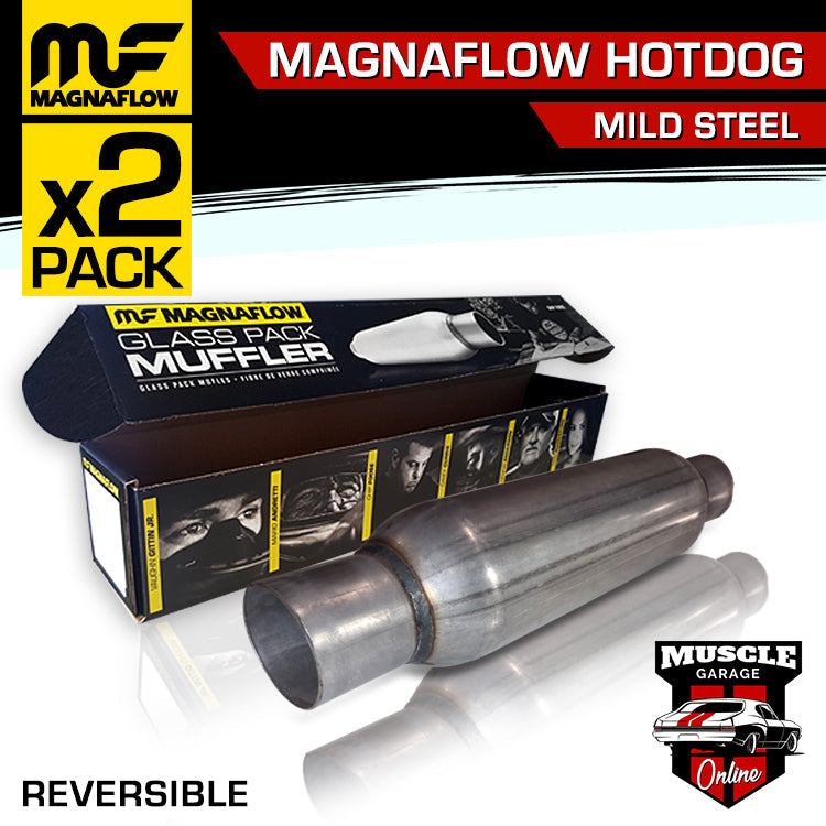 18125A - 2.25" Inlets 3.5" Round 13" Long Magnaflow Hotdog Resonator
