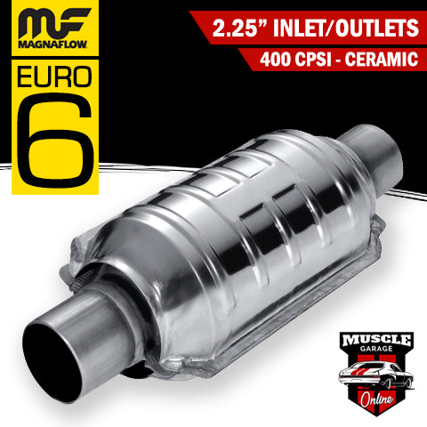 46005 / 488005 2.25" Round EURO5 Ceramic Core Stainless Steel Magnaflow Catalytic Converter