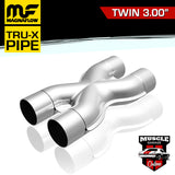 10792 - Twin 3.00" - Twin 3.00" MagnaFlow Stainless Steel Tru-X Pipe  X-Pipe XPipe