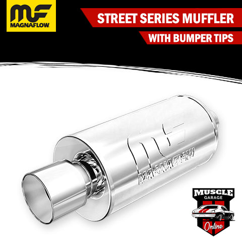 14812 - 2.25" Inlets/ 4" Outlet 7"Round x 14"Long - Stainless Magnaflow Muffler