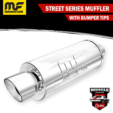 14813 - 2.25" Inlets/ 4" Outlet 6"Round x 14"Long - Stainless Magnaflow Muffler