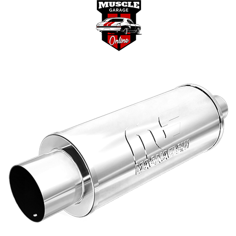 14822 - 2.25" Inlets/ 4" Outlet 6"Round x 14"Long - Stainless Magnaflow Muffler