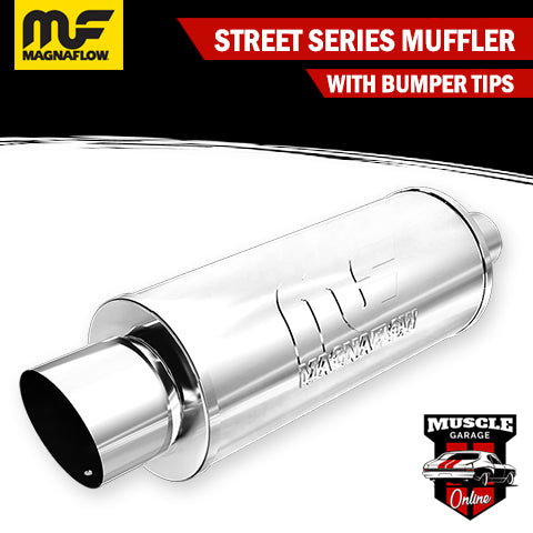 14823 - 2.25" Inlets/ 4" Outlet 6"Round x 14"Long - Stainless Magnaflow Muffler