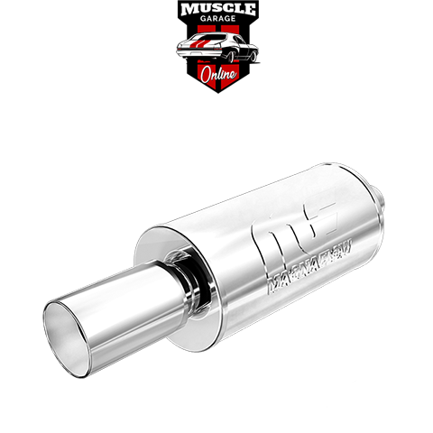 14825 - 2.25" Inlets/ 4" Outlet 7"Round x 14"Long - Stainless Magnaflow Muffler