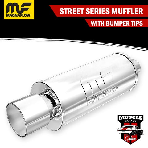 14840 - 2.25" Inlets/ 4" Outlet 6"Round x 14"Long - Stainless Magnaflow Muffler