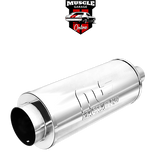 14846 - 2.25" Inlets/ 4" Outlet 6"Round x 14"Long - Stainless Magnaflow Muffler