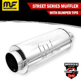 14846 - 2.25" Inlets/ 4" Outlet 6"Round x 14"Long - Stainless Magnaflow Muffler
