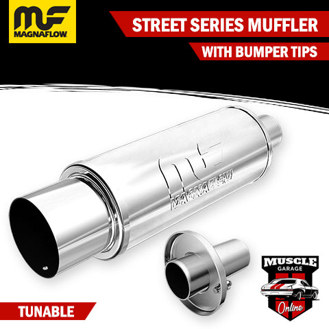 14852 - 2.25" Inlets/ 4" Outlet 5"Round x 14"Long - Stainless Magnaflow Muffler