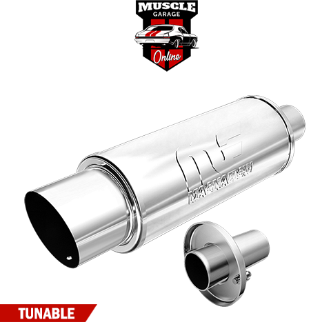 14854 - 2.25" Inlets/ 4" Outlet 5"Round x 14"Long - Stainless Magnaflow Muffler