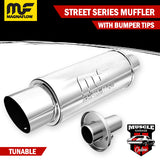 14854 - 2.25" Inlets/ 4" Outlet 5"Round x 14"Long - Stainless Magnaflow Muffler