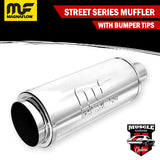 14858 - 2.25" Inlets/ 4" Outlet 6"Round x 14"Long - Stainless Magnaflow Muffler
