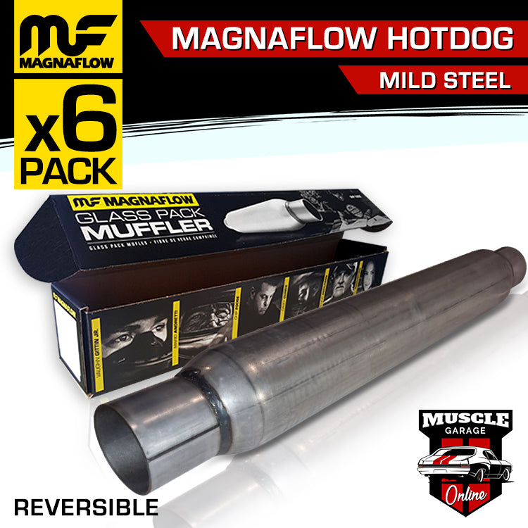 18135 - 2.25" Inlets 3.5" Round 22" Long Magnaflow Hotdog Resonator